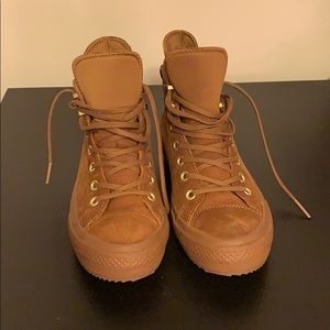 Brown leather neoprene lined High Top Converse